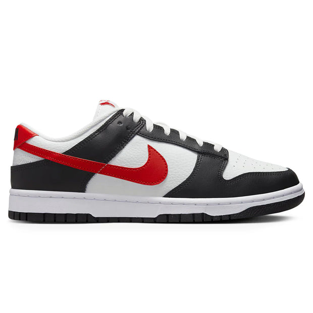 Nike Dunk Low Black White Red Swoosh Panda